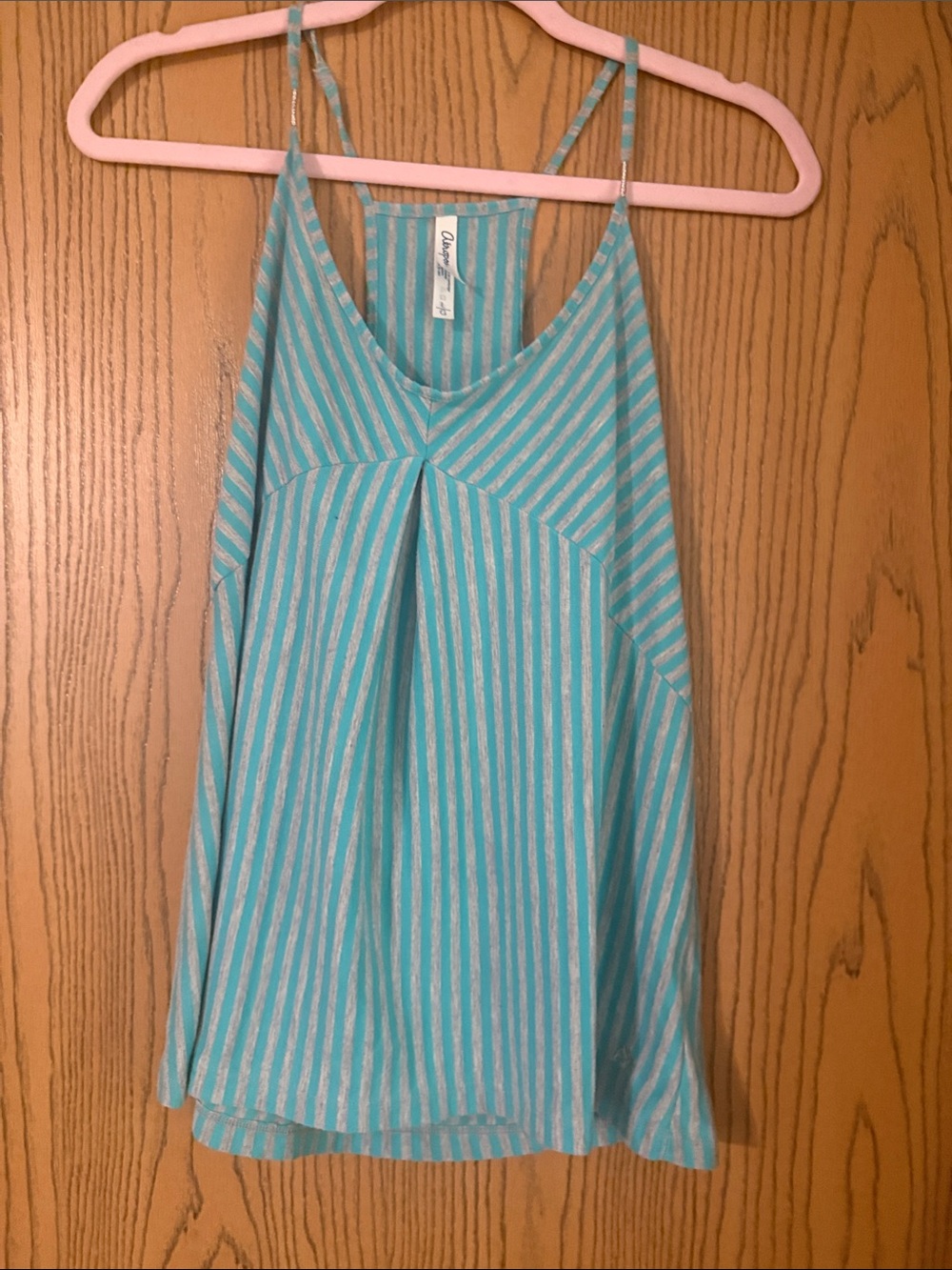 Aeropostale Turquoise and White Striped Spaghetti Strap Tank